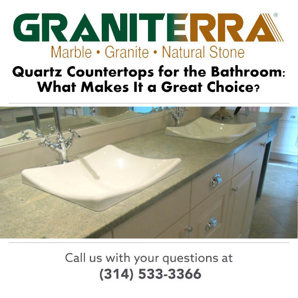 Quartz countertops in bathroom